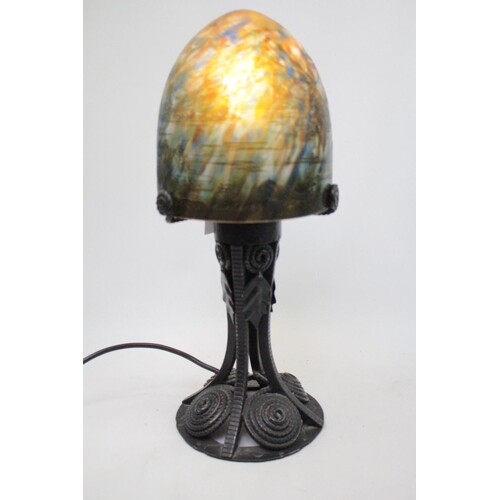 Nancy Daum (Galle) TIP marked domed lamp with landscape came...