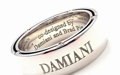 New! Authentic Damiani Brad Pitt 18k White Gold 10 Diamond Wide Band Ring Sz 7.5