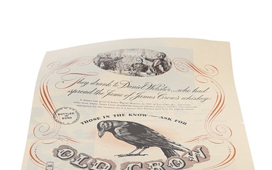 Old Crow Bourbon Advertising Print 1940s - They Drank to Daniel Webster 35.5cm x 26.5cm
