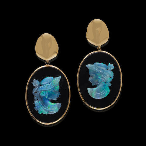 Opal Cameo Earrings