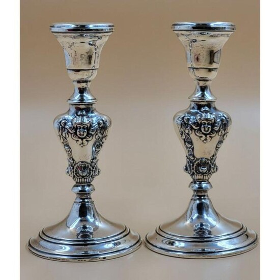 Pair Of Repousse Sterling Silver Candlestick ARROWSMITS