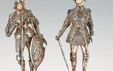 Pair of German Sterling Silver Knights