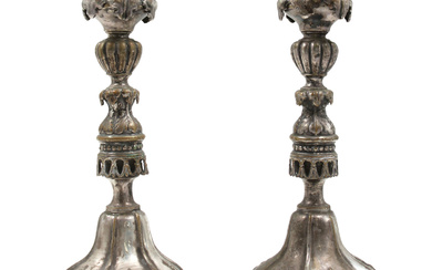 Pair of Silver-Plated Candlesticks - Russian Empire, 19th/20th Century