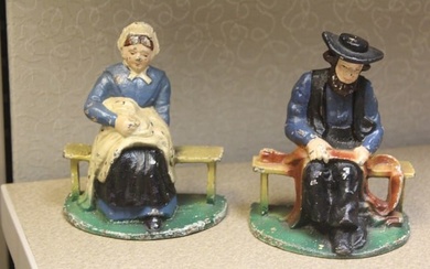 Pair of Vintage Cast Iron Amish Figurines