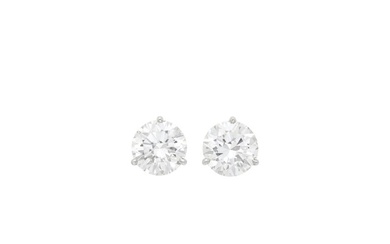 Pair of White Gold and Diamond Stud Earrings