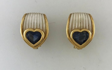 Pair of earrings in 750°/°° gold set with...