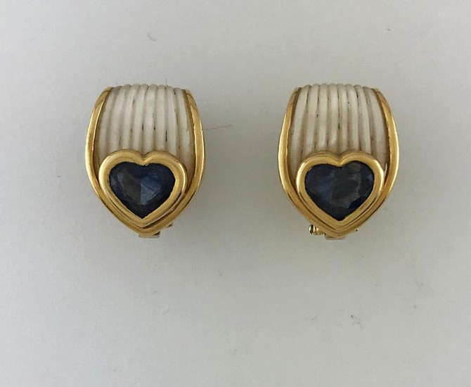 Pair of earrings in 750°/°° gold set with...
