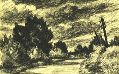 Paul Emile Pissarro (1884 - 1972) VEDUTA matita su carta, cm 24x31,5 firma