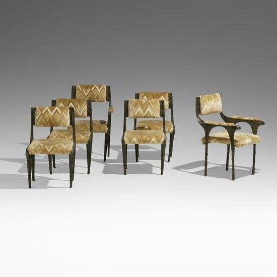 Paul Evans, Sculpted Bronze chairs, set of six