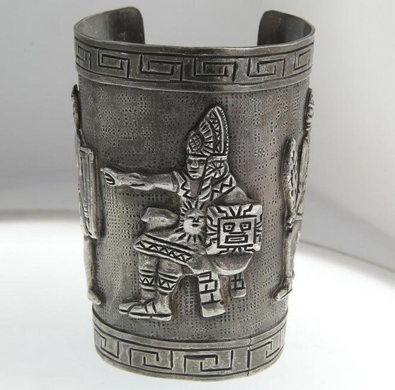 Peruvian Sterling Cuff bracelet with Figures