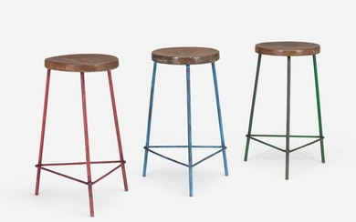 Pierre Jeanneret, Stools from the College of Architecture, Chandigarh, set of three