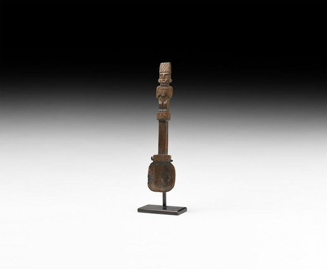 Pre-Columbian Inca Wooden Spoon with Figure