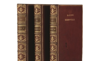 RABELAIS. Œuvres de Maître François Rabelais, 3 tomes en 3 vol. In-quarto° plain maroquin rouge
