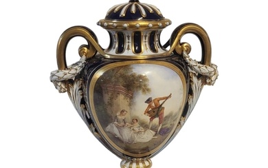ROYAL WORCESTER, AN IMPRESSIVE SEVRES EMPIRE STYLE AMPHORA S...