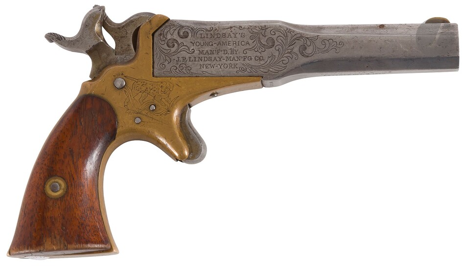 Rare pistolet Derringer Lindsay’s Young America,... - Lot 76 - Ader