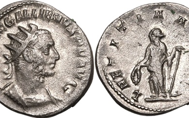 Roman Empire Gallienus AD 256-257 AR Antoninianus Good Very Fine; obv. struck from worn die, with attractive toning