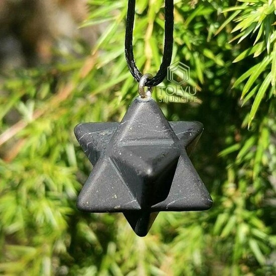 Russian Shungite Merkaba Cube Polyhedron Pendant