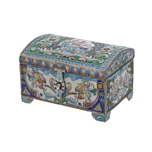 Russian silver and cloisonné enamelled box by Vasily Peretru...