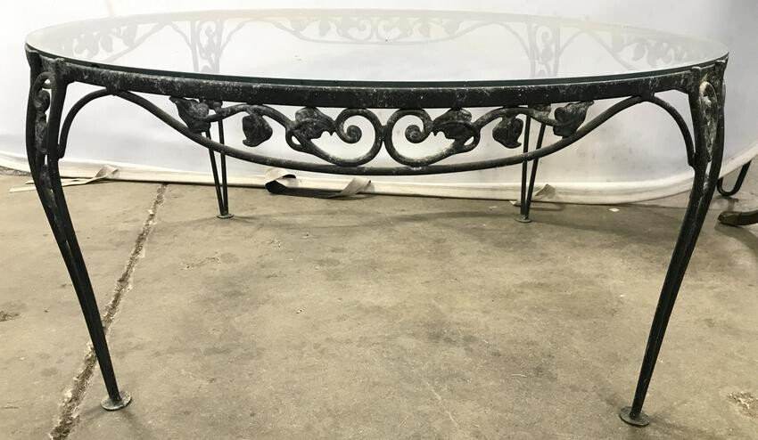 SALTERINI style Outdoor Metal Glass Top Table