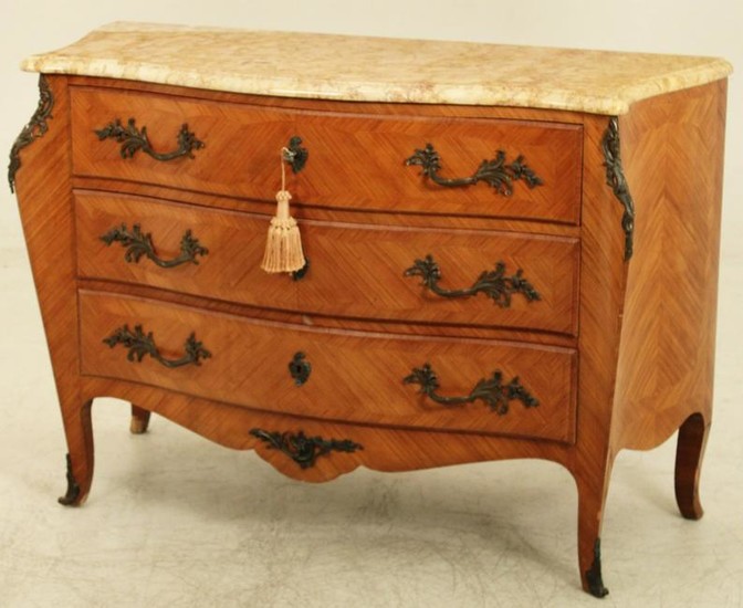 SERPENTINE LOUIS XV STYLEMARBLE TOP COMMODE