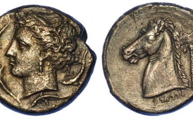 SICILIA - PERIODO SICULO PUNICO. Tetradracma, 320 a.C. (zecca incerta...