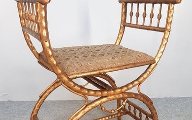 CURULE SEAT in golden rosewood branches. 68 x 52 x...