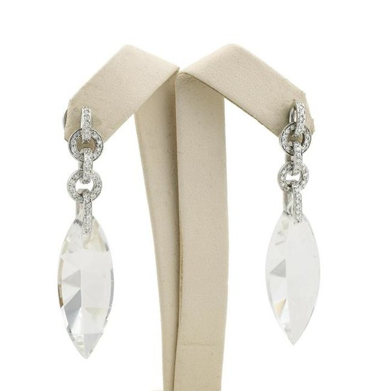 Samuel Getz 18K Natural Quartz Diamond Dangle Earrings