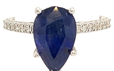 Sapphire Diamond Ring Size 6.5 14k Gold 3.31 TCW Certified