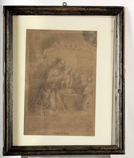 Scuola del XIX secolo Madonna con il Bambino e angeli