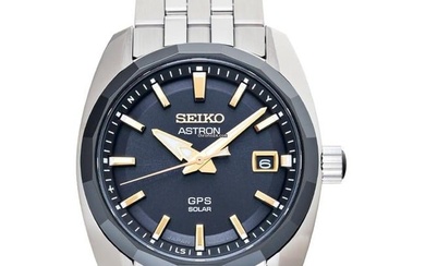 Seiko Astron SBXD011 - Astron Quartz Black Dial Stainless Steel Men's Watch