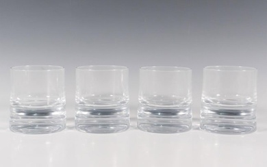 Set of 4 Nambe Glasses, Groove Double Old Fashion