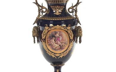 Sevres Style Bronze Mounted Floor Vase
