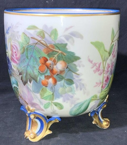 Signed Limoges Luxury Hand Painted Footed Cachepot