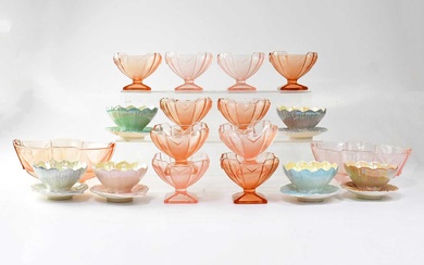 Six Royal Winton porcelain lustre sundae dishes moulded in the...