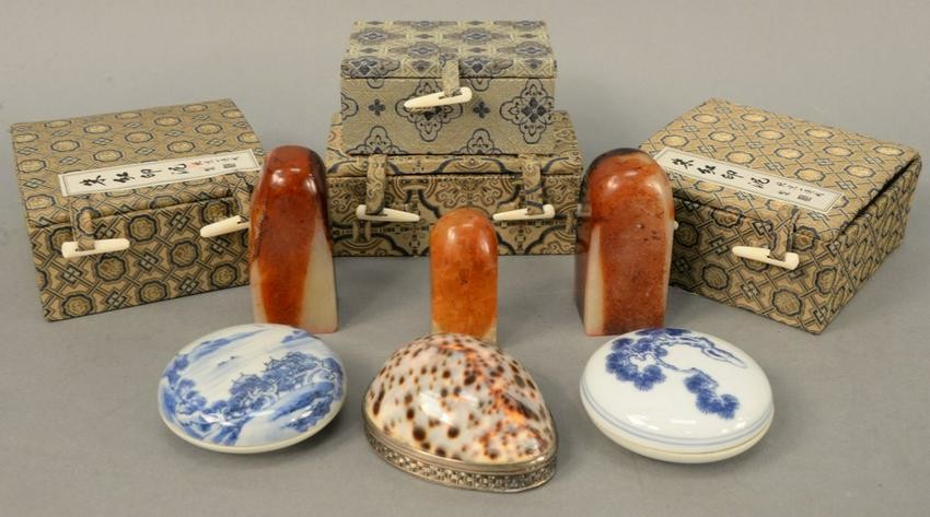 Six piece group to include, five Chinese carved