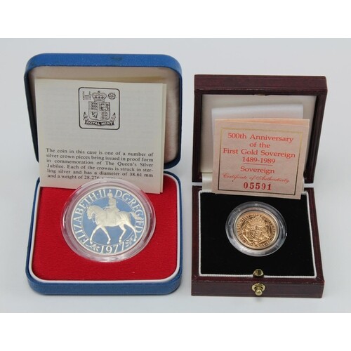 Sovereign 1989 Proof FDC boxed as issued along with a Silver...