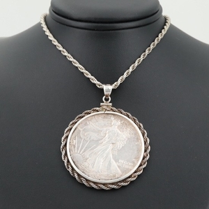 Sterling Silver Necklace with 1994 American Silver Eagle Bullion Coin
