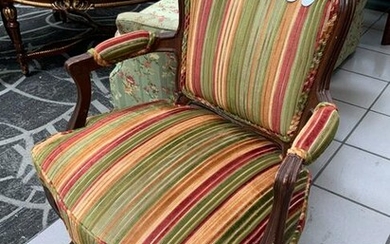 Striped Upholstered Armchair