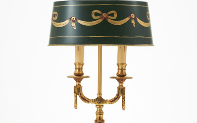 TABLE LAMP, sk. Bouillotte lamp, 20th century, brass, tinsel in painted sheet metal.