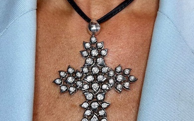 TAMARA COMOLLI 18K White Gold Diamond Cross Pendant