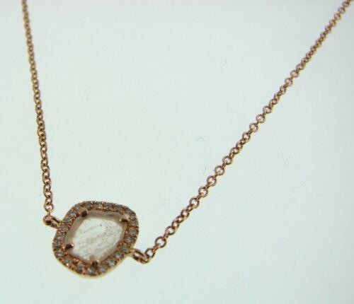 TRENDY 14k Rose Gold & Diamond Sliver Necklace Modern