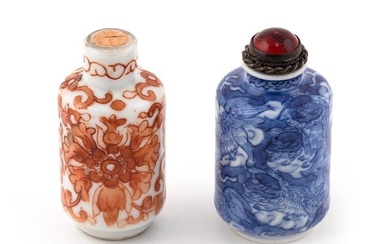 TWO CHINESE PORCELAIN SNUFF BOTTLES Late 19th Century