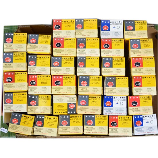 Thirty-four Vanguards 1:43 scale models, all boxed.