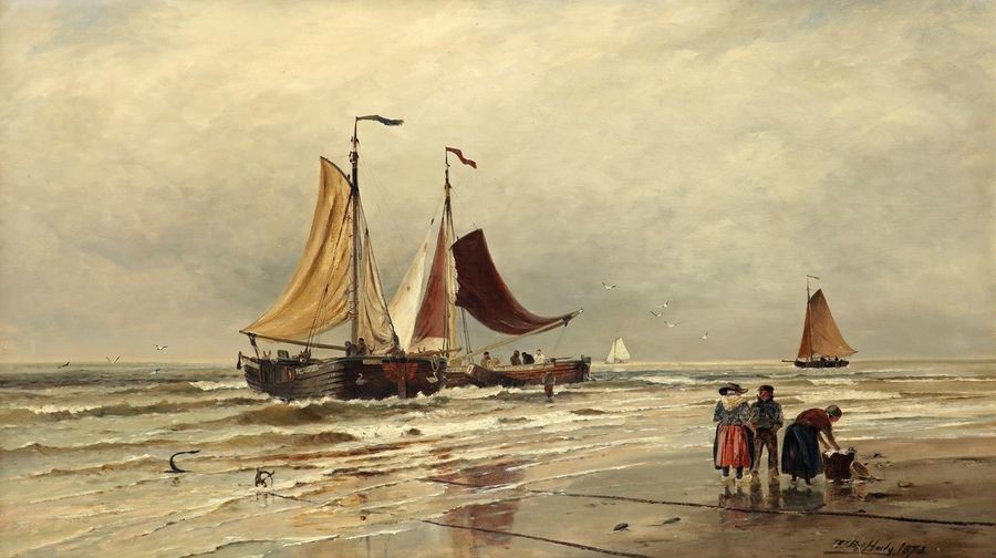 Thomas Bush Hardy RBA (1842-1897) Coastal landscape with...