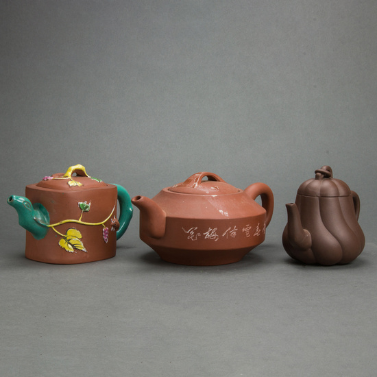 Three Chinese Yixing teapots