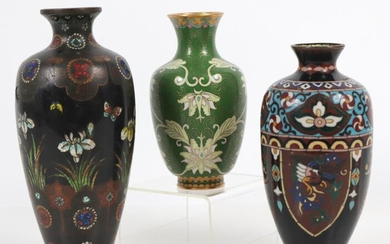 Three Cloisonné Vases, 20th C.