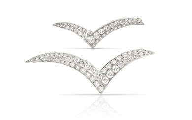 Tiffany & Co. Set of Two Diamond Platinum Seagull Brooch Pins