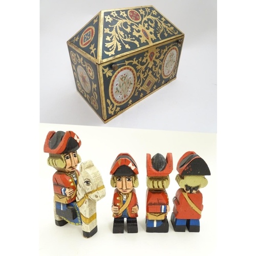 Toys: Four Continental hand painted, carved wooden soldiers ...