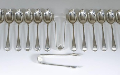 Twelve George V Silver Tea Spoons and a Pair...