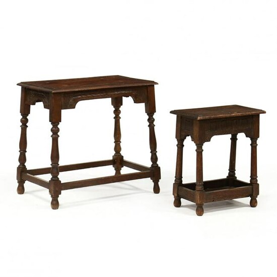 Two William and Mary Style Carved Oak Stands